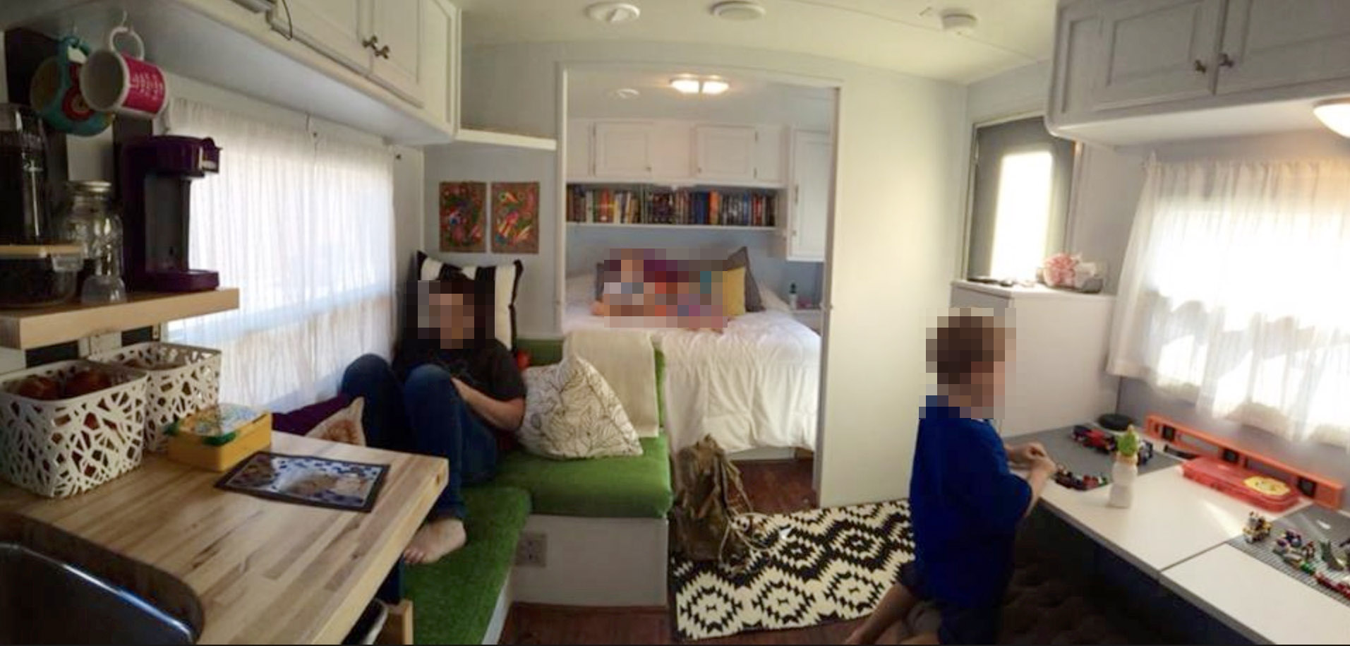 The homeowner lives in the 230-square-foot trailer with her family of six