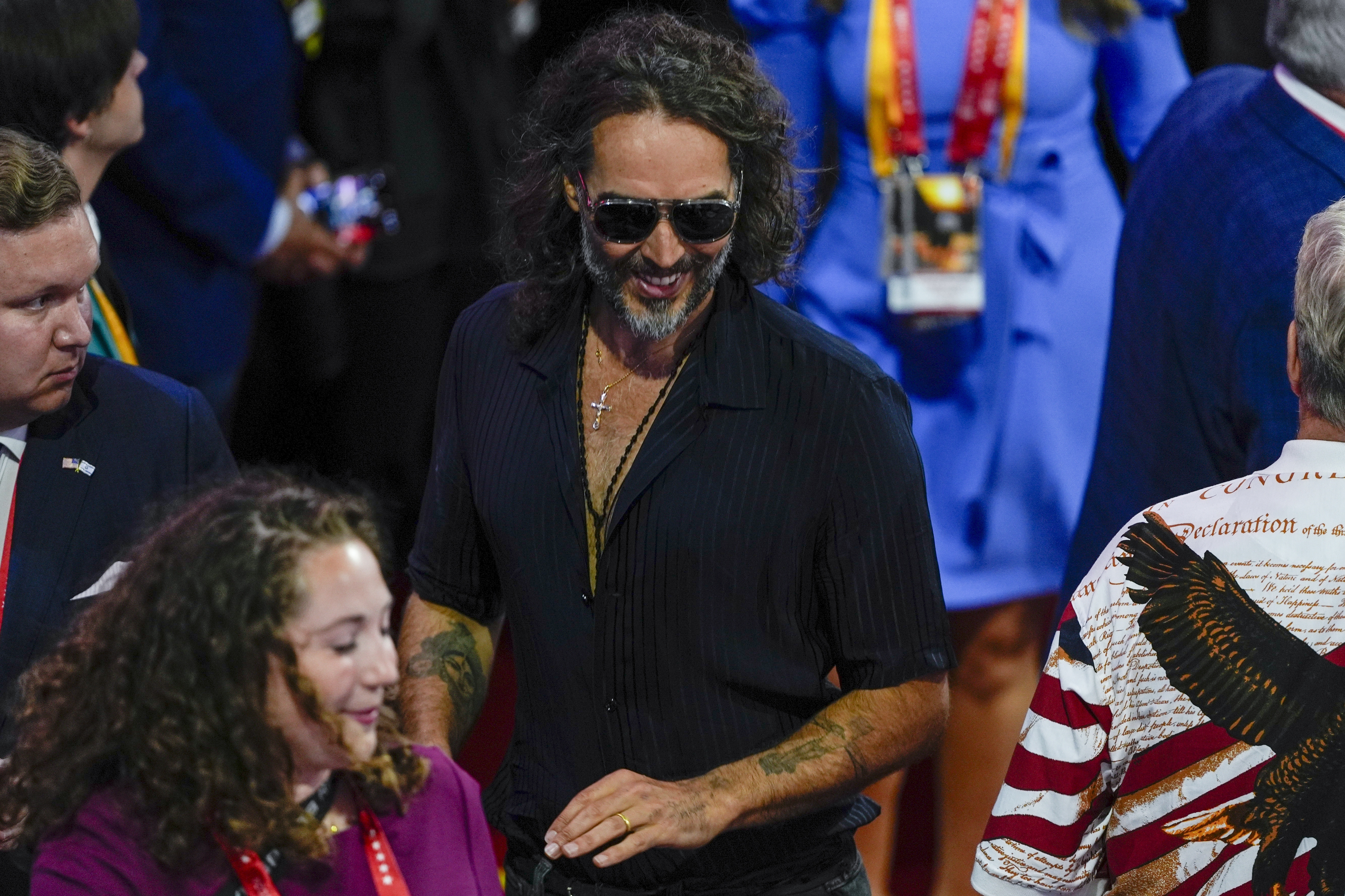 Actor Russell Brand is seen during the Republican National Convention