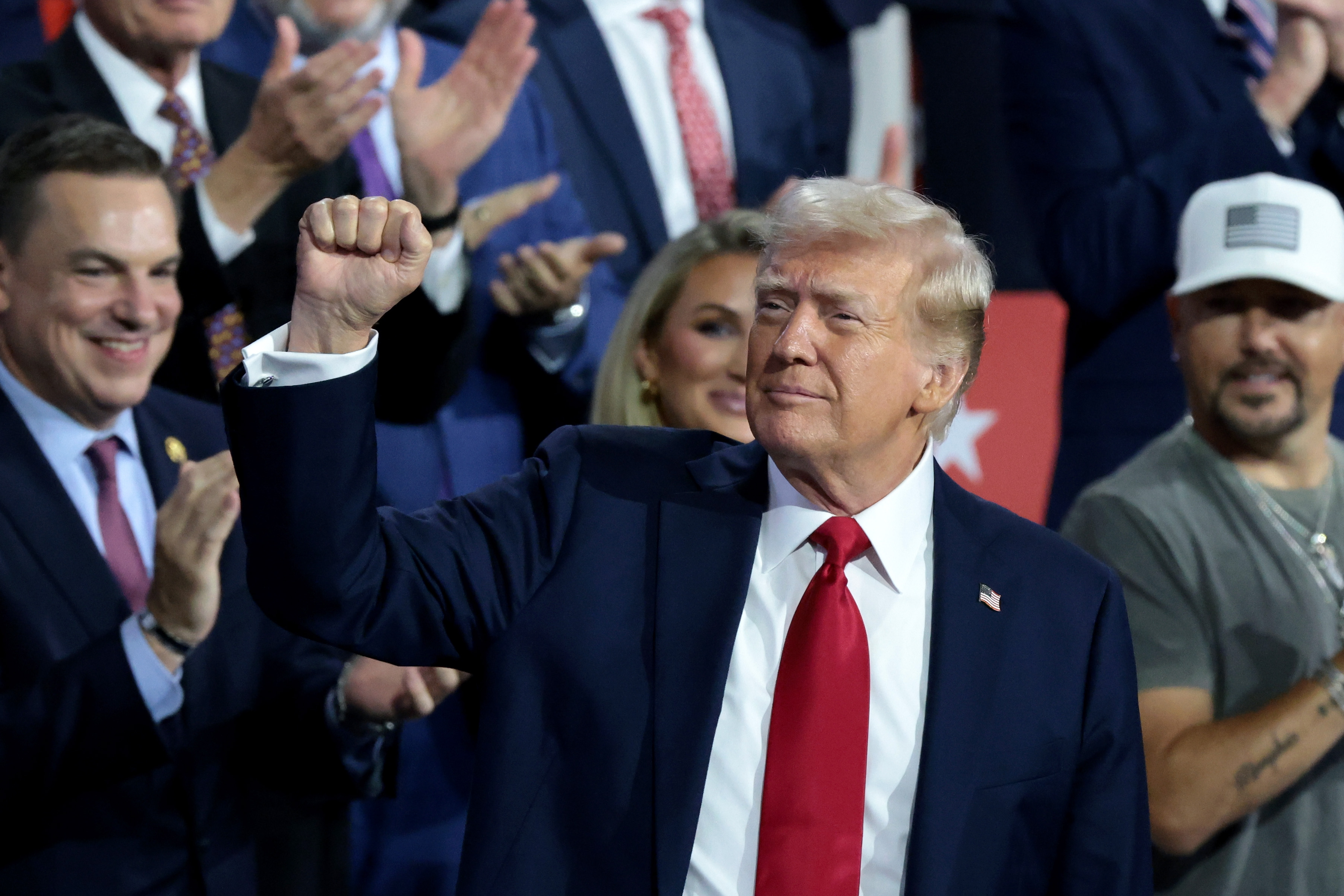 Republican presidential candidate, former U.S. President Donald Trump arrives on the fourth day of the Republican National Convention