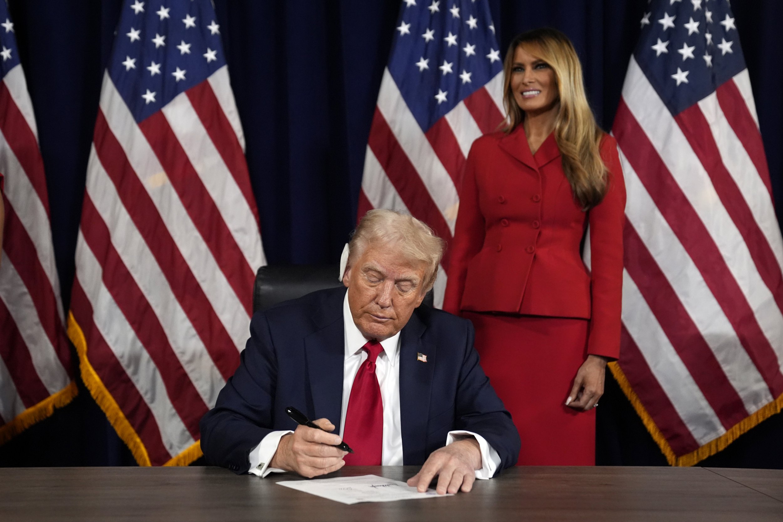 She was also seen standing with Trump as he signed paperwork with VP pick JD Vance