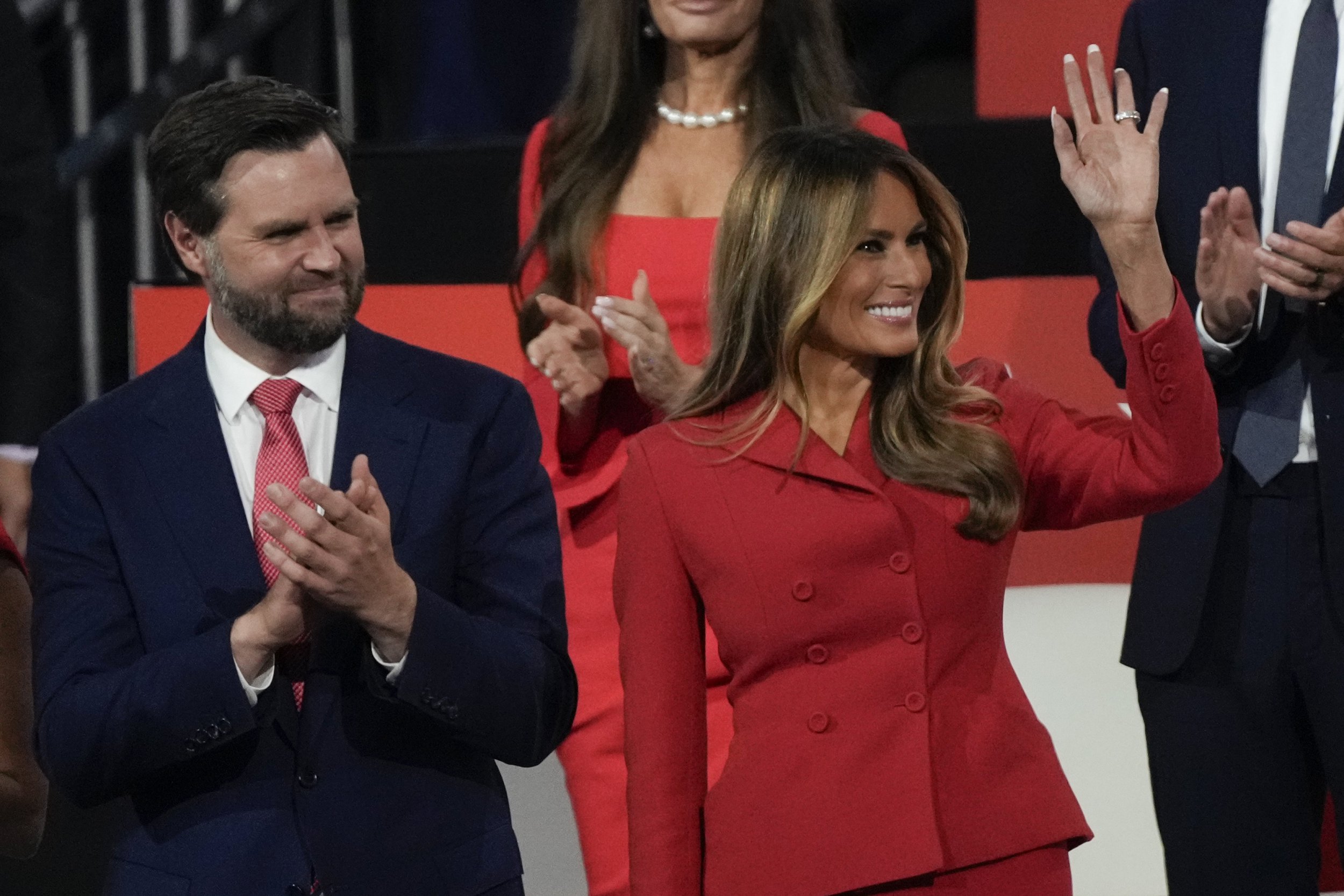 The former First Lady stood beside VP pick JD Vance