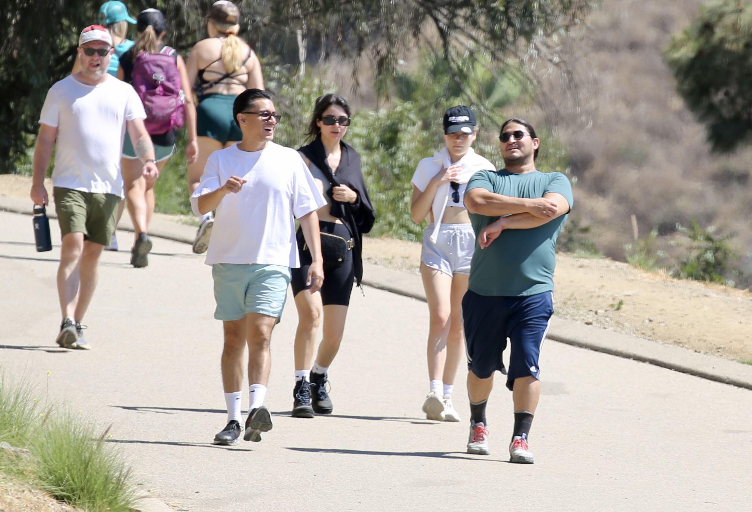 The group, including Jesse's girlfriend, seemed in great spirits on the outing