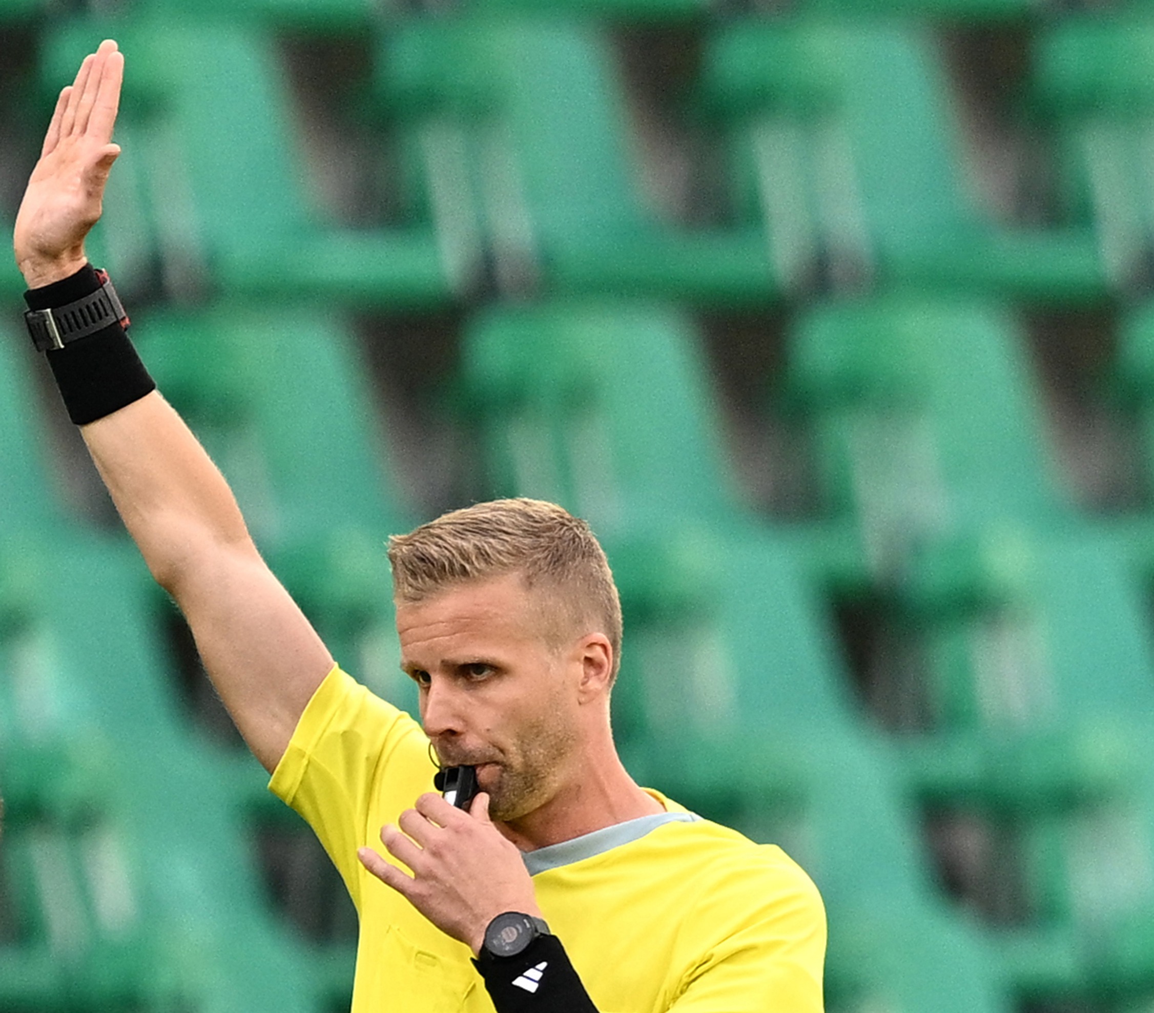 Swedish referee Glenn Nyberg had his work cut out all evening