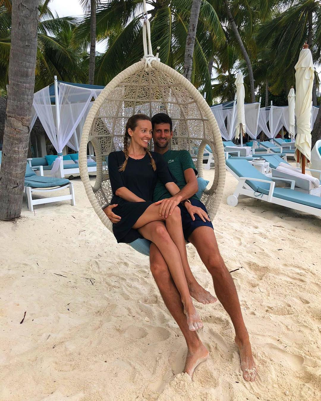 Novak on holiday with his wife Jelena Djokovic