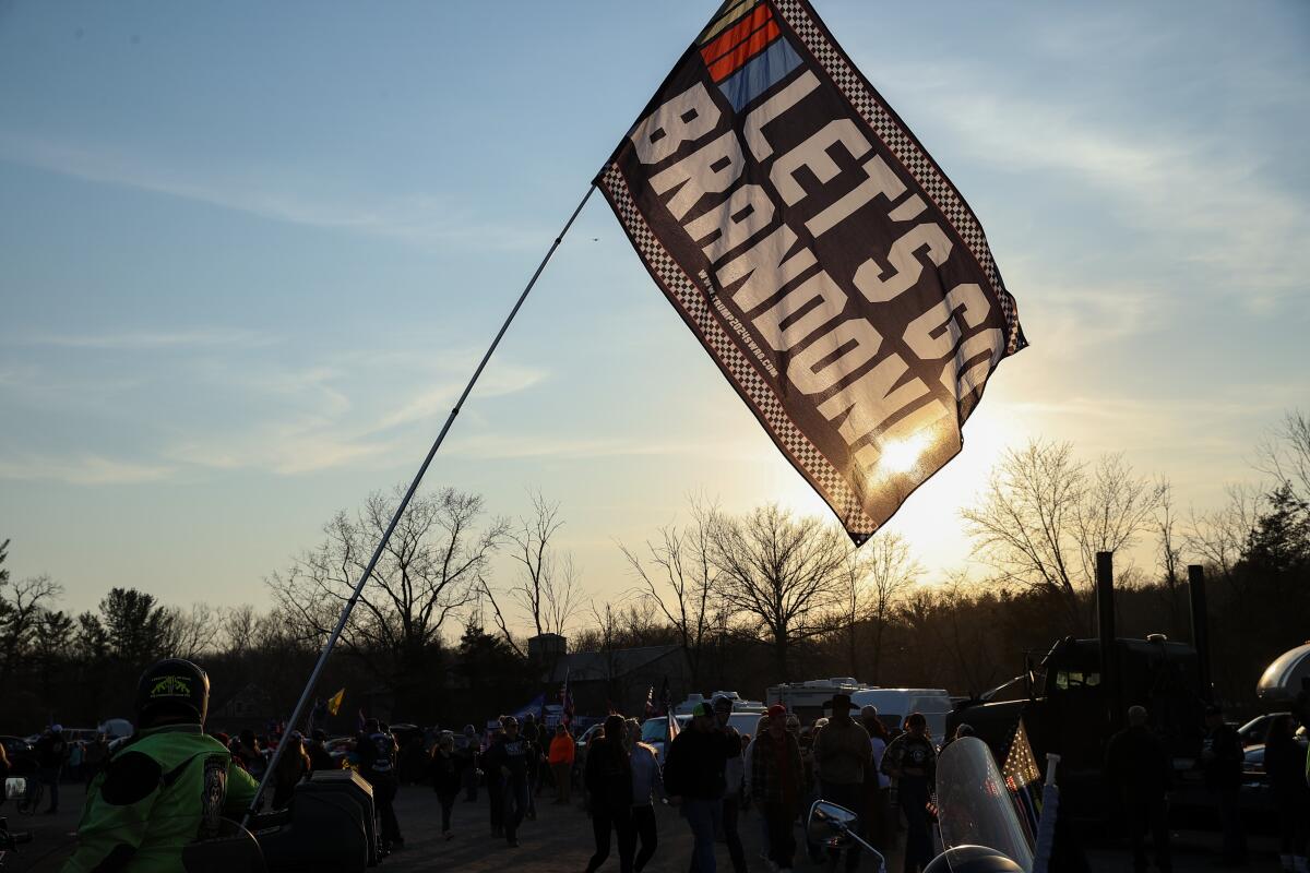 Let's Go Brandon is an anti-Biden slogan seen on countless flags, shirts and merchandise across the country.