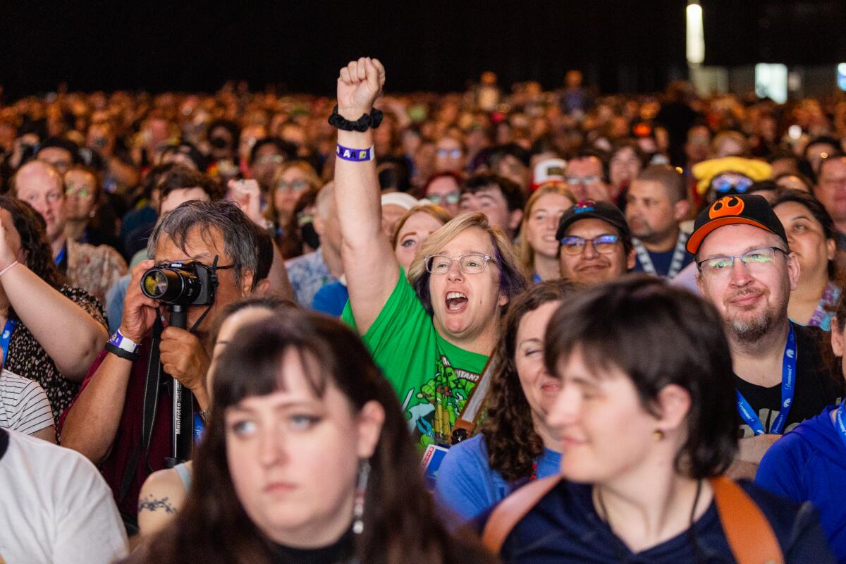 A fan cheers.