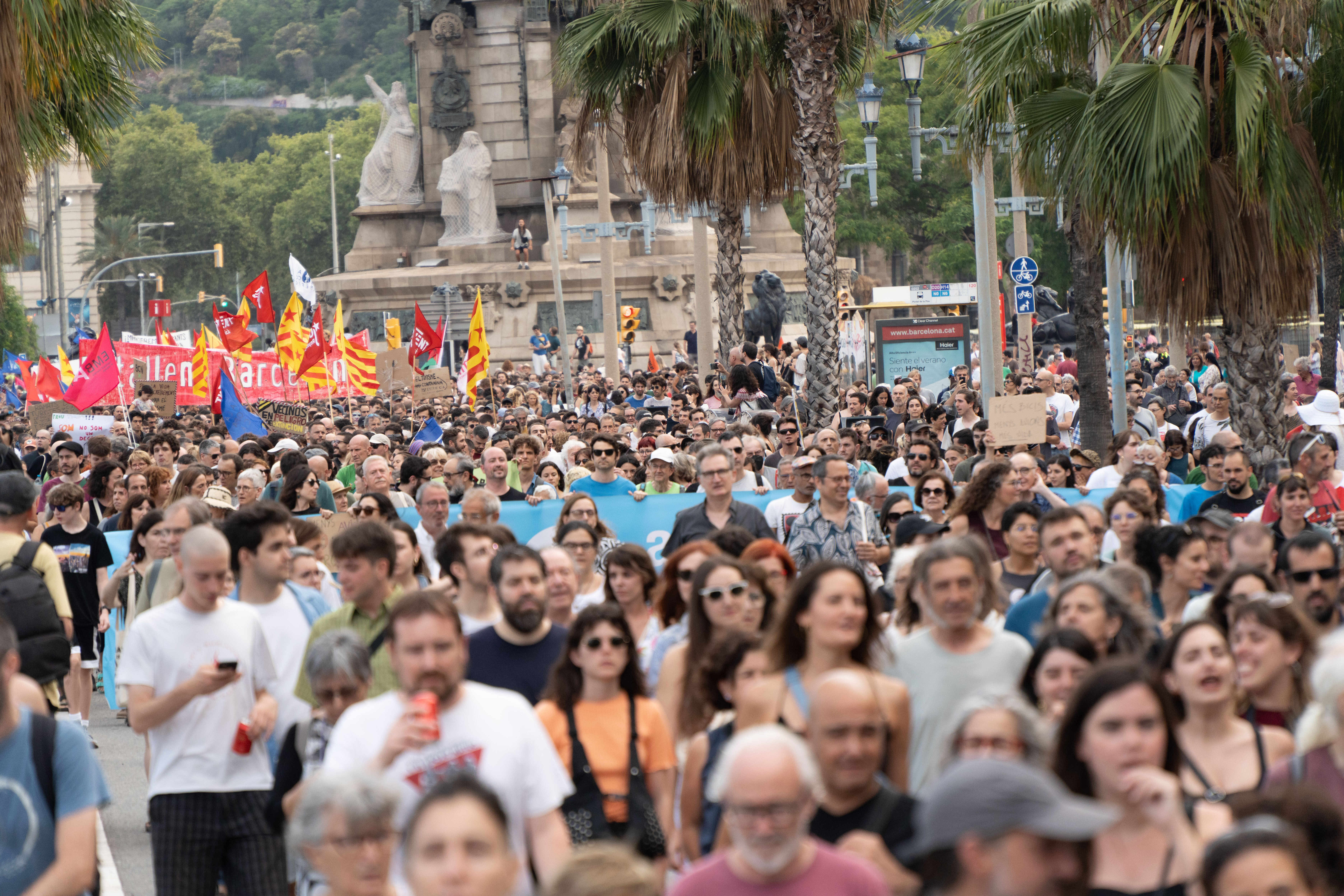 Thousands protesting against holidaymakers in Barcelona, Spain