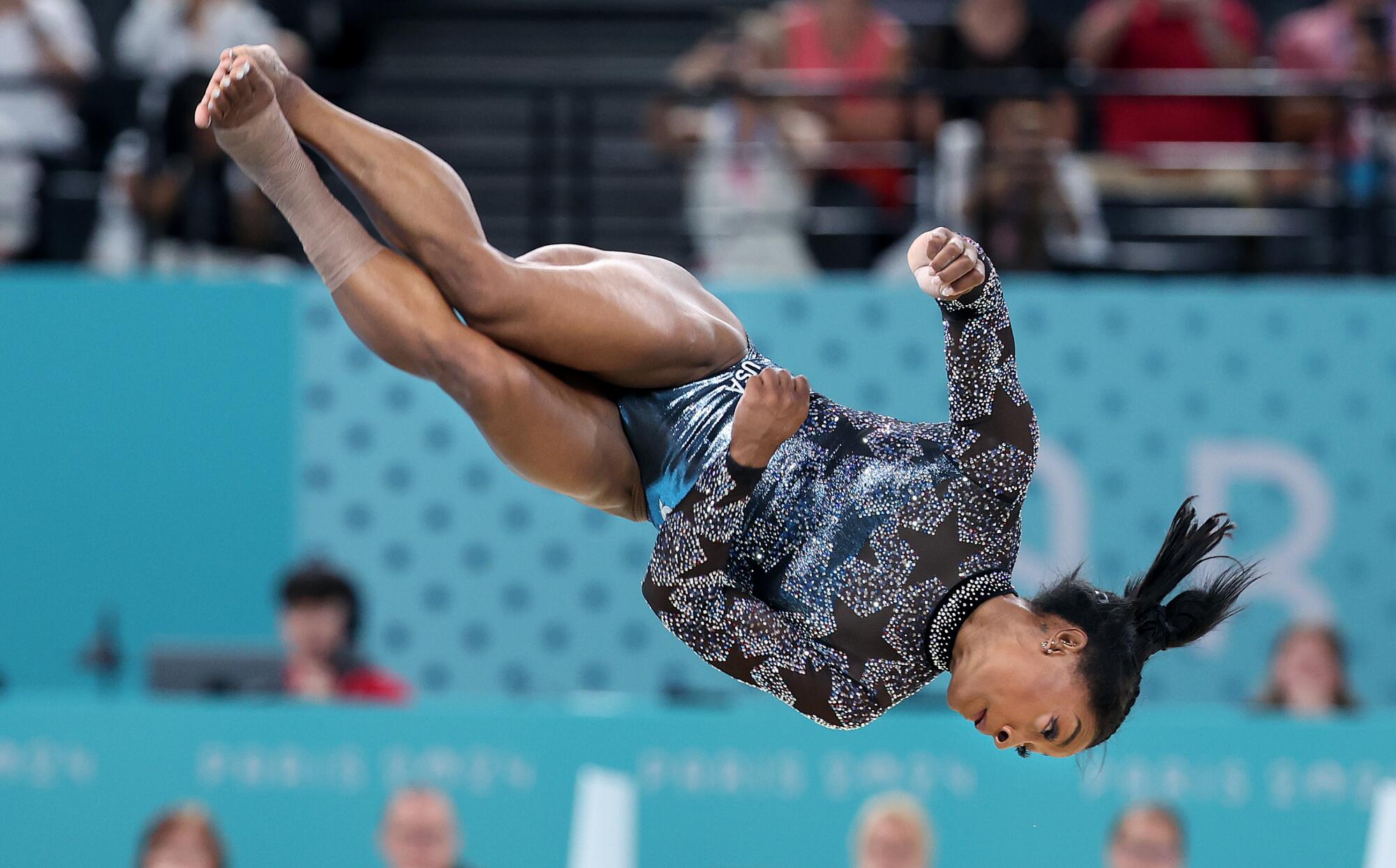 Simone Biles of the U.S. competes in the floor exercise.