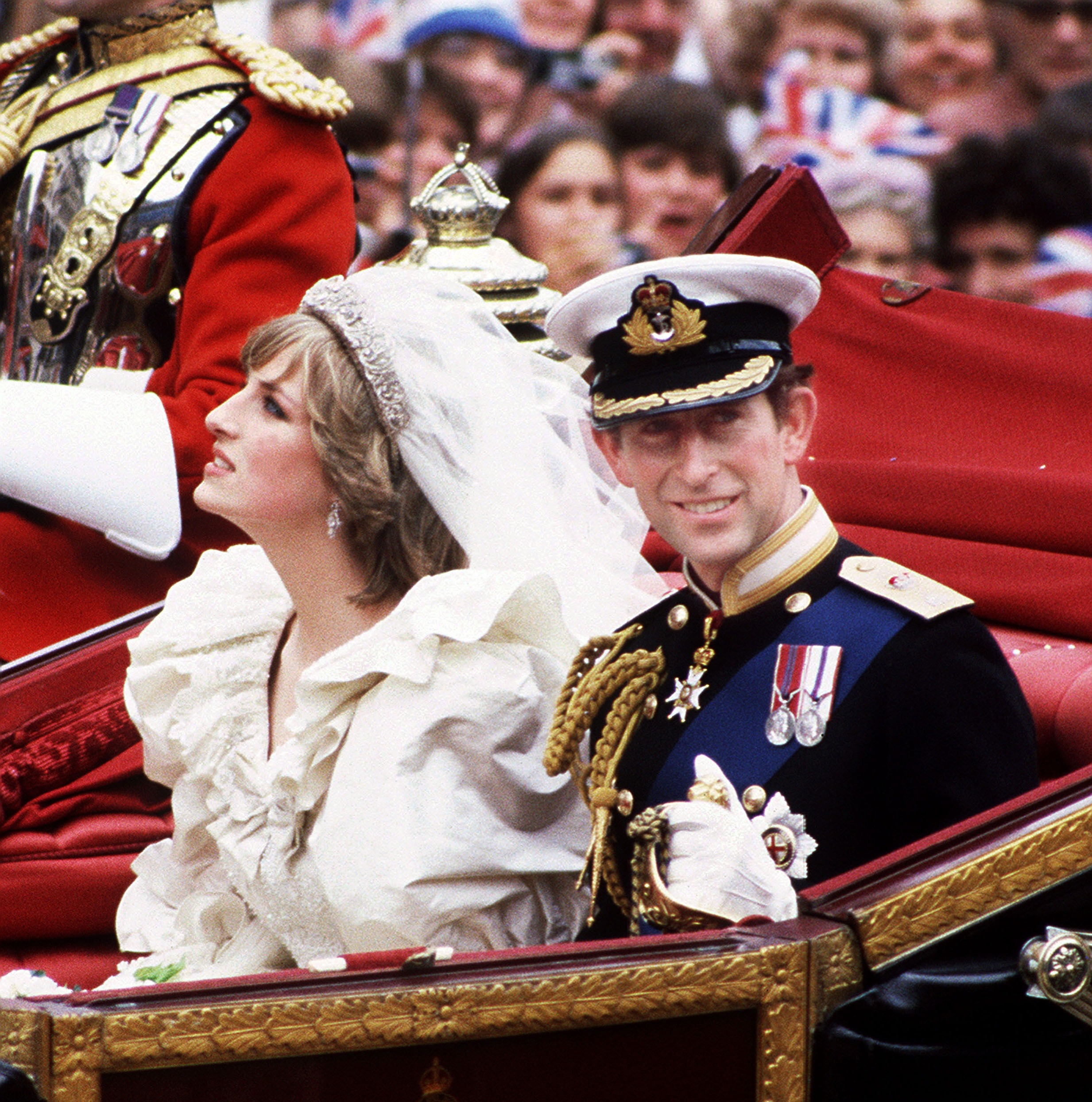 Diana had a pensive moment looking upwards in the carriage