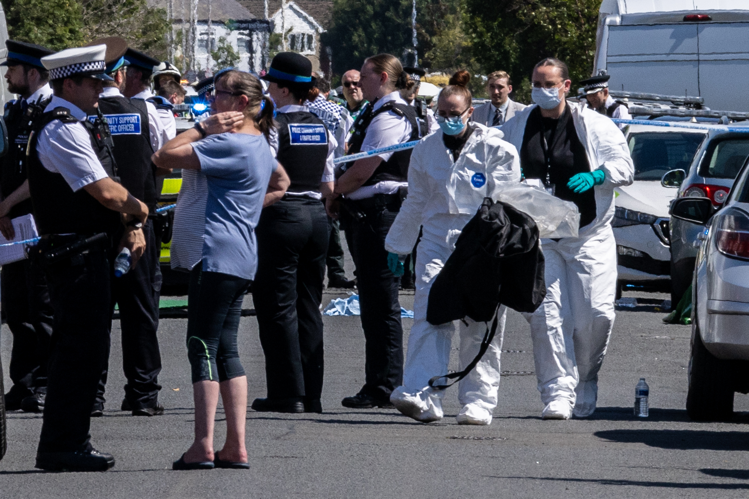 Officers were out in force as two children were confirmed to have been killed