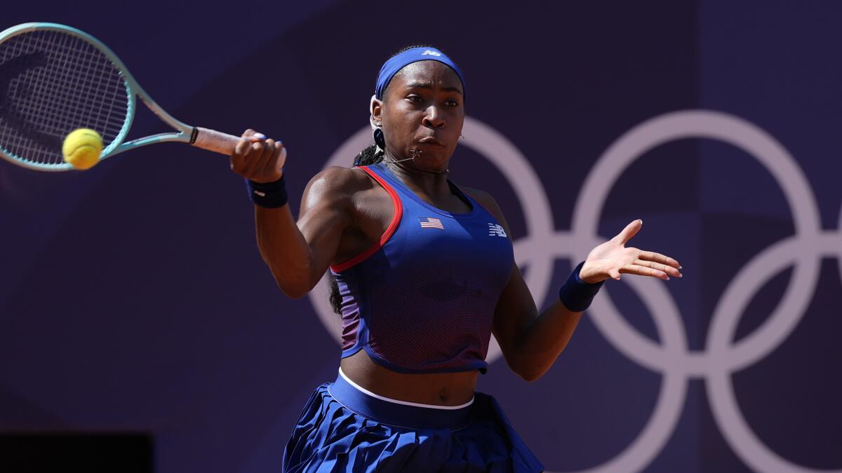 Coco Gauff returns a shot during her third-round match Tuesday.