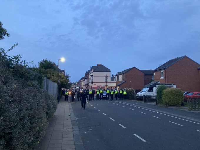 Police have lined up to contain the protests