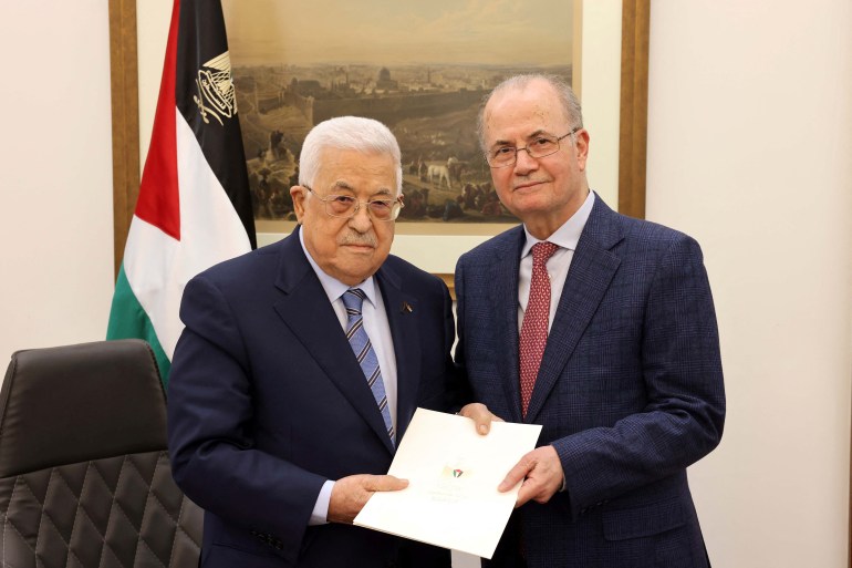 Palestinian President Mahmoud Abbas appoints Mohammad Mustafa as prime minister of the Palestinian Authority (PA), in Ramallah, in the Israeli-occupied West Bank March 14