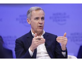 Mark Carney, special envoy for climate action and finance at the United Nations, during a panel session on day three of the World Economic Forum (WEF) in Davos, Switzerland, on Thursday, Jan. 18, 2024. The annual Davos gathering of political leaders, top executives and celebrities runs from January 15 to 19. Photographer: Stefan Wermuth/Bloomberg