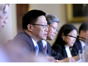 Liao Min during a meeting with Janet Yellen, not pictured, at the Treasury Department in Washington, DC, earlier in April.