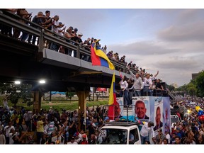 Edmundo González and María Corina Machado during a closing campaign rally on July 25. Gonzalez became a proxy to Machado, after she was barred from running.