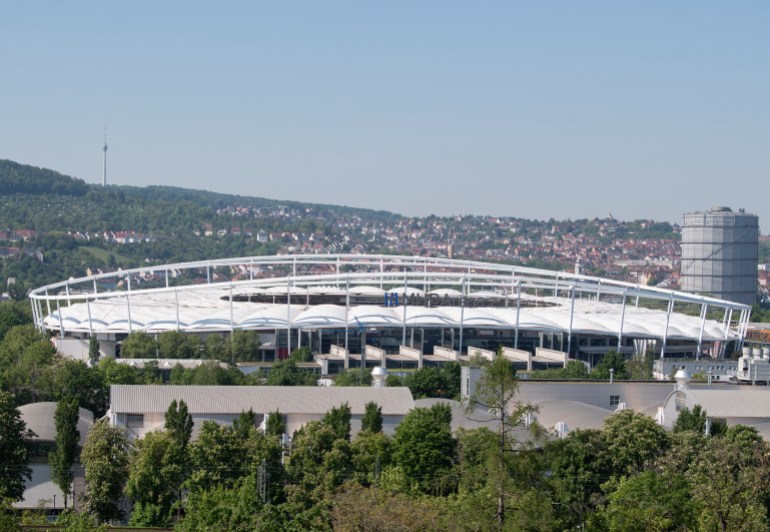 Exterior view of football stadium.