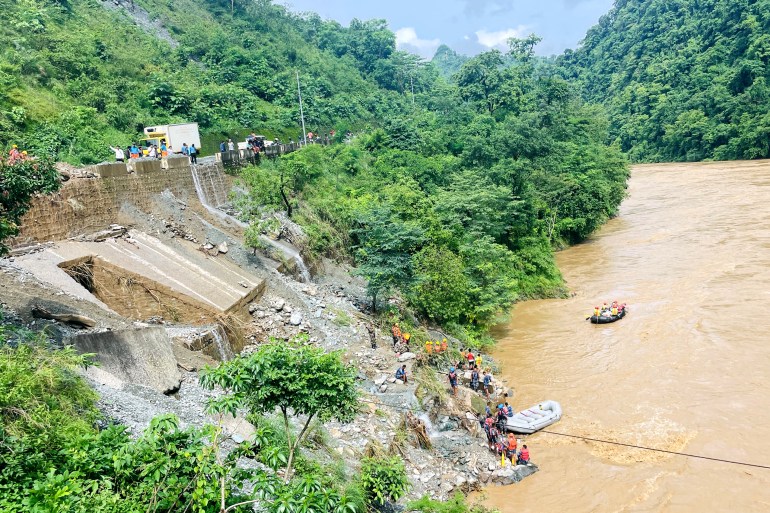 Rescuers search for survivors in river Trishuli