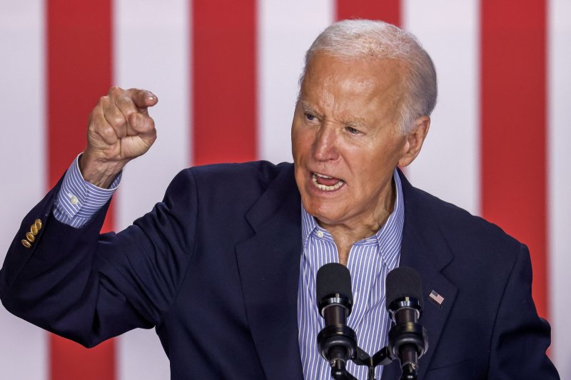 President Joe Biden said Donald Trump is "trying to hide his connections to his allies’ extreme Project 2025 agenda," a political blueprint by conservative think tank the Heritage Foundation. File Photo by Tannen Maury/UPI