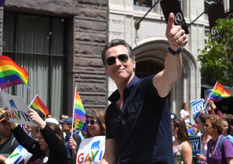 California Gov. Gavin Newsom signed legislation Monday protecting LGBTQ youth from being outed to their parents by schools. File Photo by Terry Schmitt/UPI