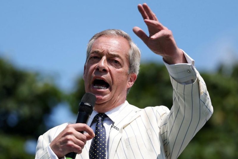 Reform UK Party chair Nigel Farage and other party leaders accused Georgie David of being a "Trojan horse candidate" after she exited the party to join the Conservative Party after saying the Reform Party has many racists, bigots and misogynists among its ranks. Photo by Andy Rain/EPA-EFE