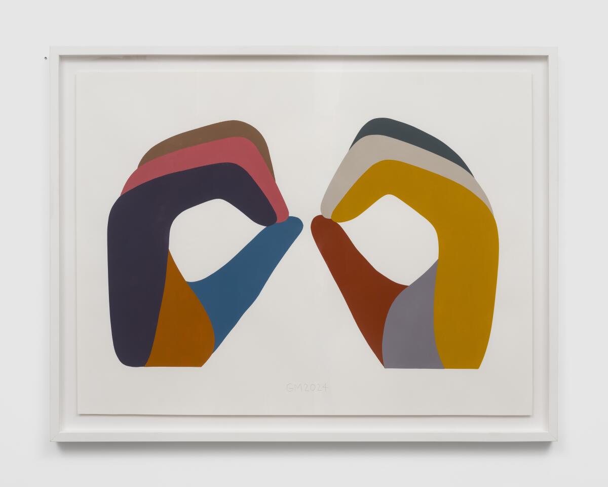 Geoff McFetridge's "I’d Love to See You," 2024, acrylic on paper.