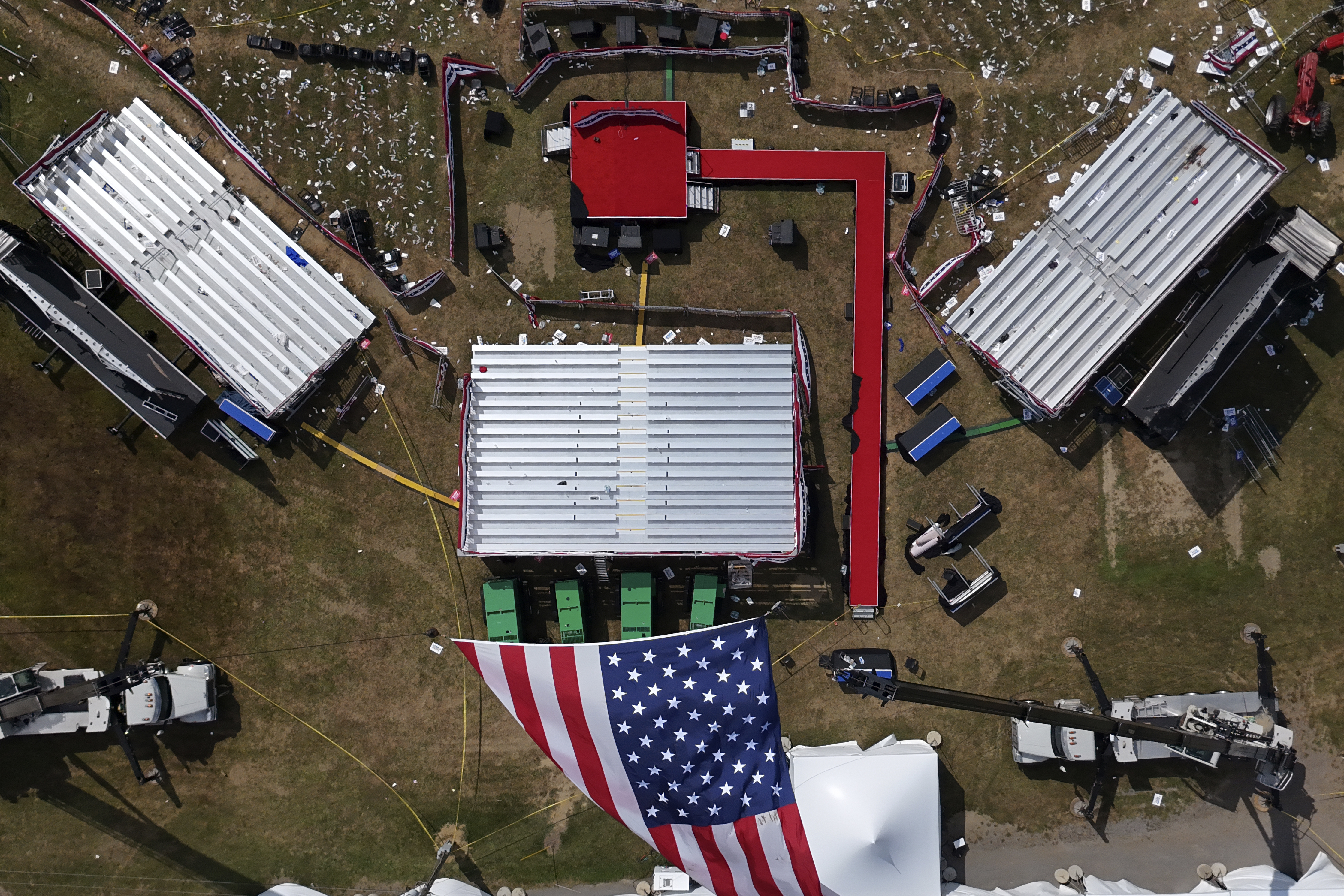 An aerial photo of the Butler Farm Show in Pennsylvania, the site of the attempted assassination of Donald Trump while he was speaking at the rally