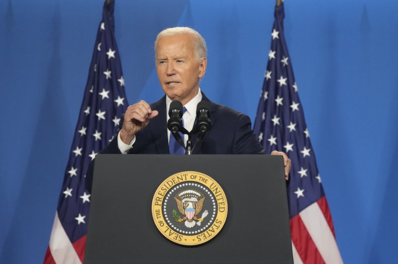 In a press conference late Thursday, President Joe Biden told reporters he wants to finish the job he started in 2020. Photo by Chris Kleponis/UPI