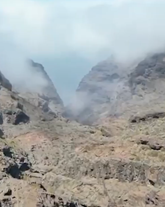 The terrifying ravine shows cliff edges with 300ft drops