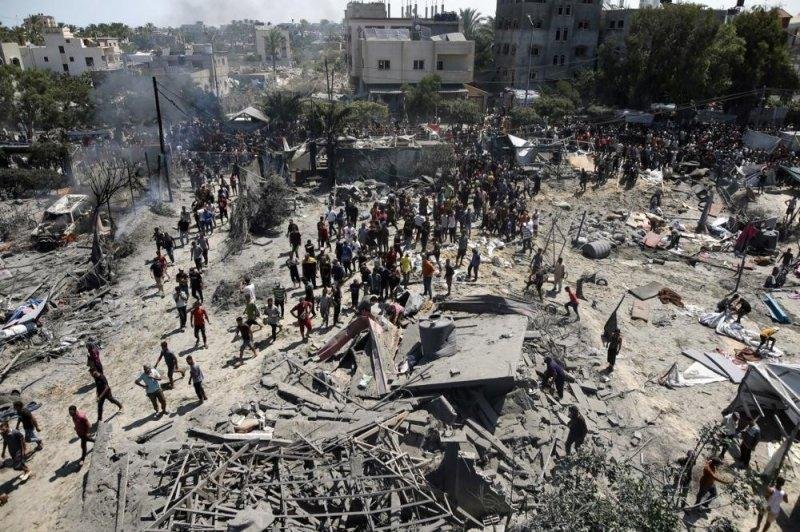 Israel's military ordered tens of thousands of civilians to leave safe zones in eastern districts of the Gazan city of Khan Younis, warning of imminent "forceful" attacks against Palestinian armed groups it accused of using the area as cover for "significant terrorist activity and rocket fire" toward Israel. File photo by Haitham Imad/EPA-EFE