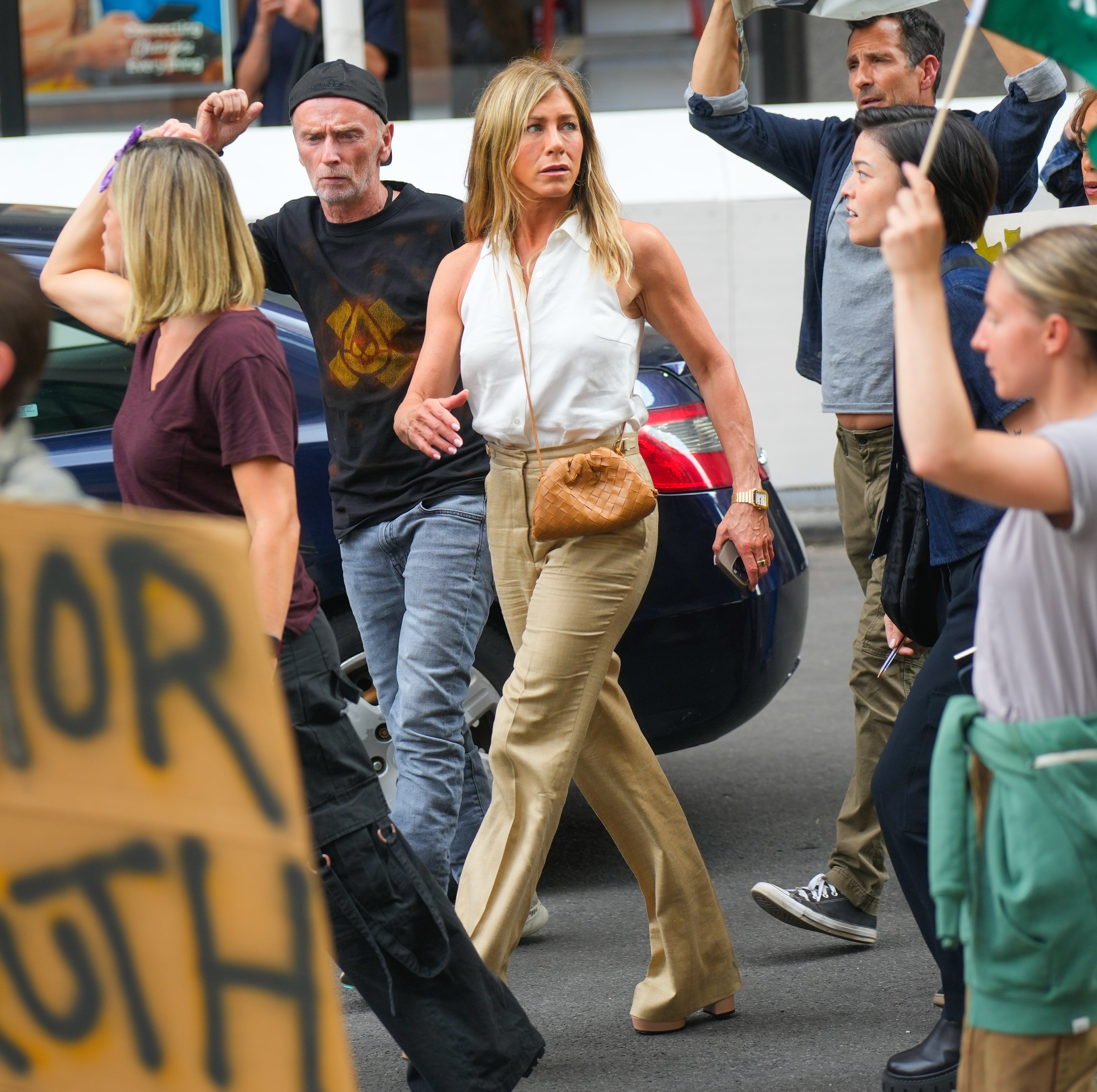 Jennifer Aniston does a double-take after spotting her TV doppelganger