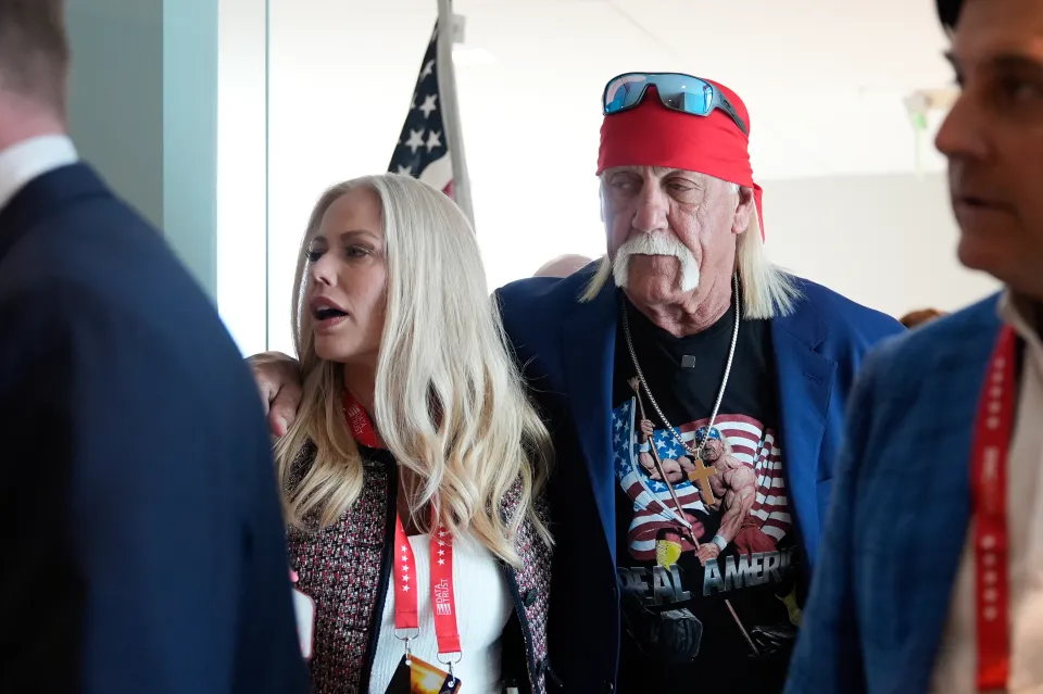 Hogan appeared at the RNC in an American flag T-shirt