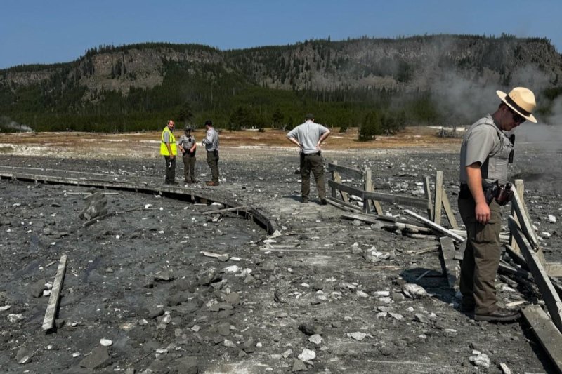 A hydrothermal explosion occurred Tuesday morning at Yellowstone National Park. Photo courtesy of Yellowstone National Park/X