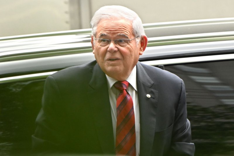 New Jersey Sen. Robert Menendez arrives at federal court in Manhattan on the first day of his corruption trial in May in New York City. On Monday, jurors began deliberating for the second day. File Photo by Louis Lanzano/UPI