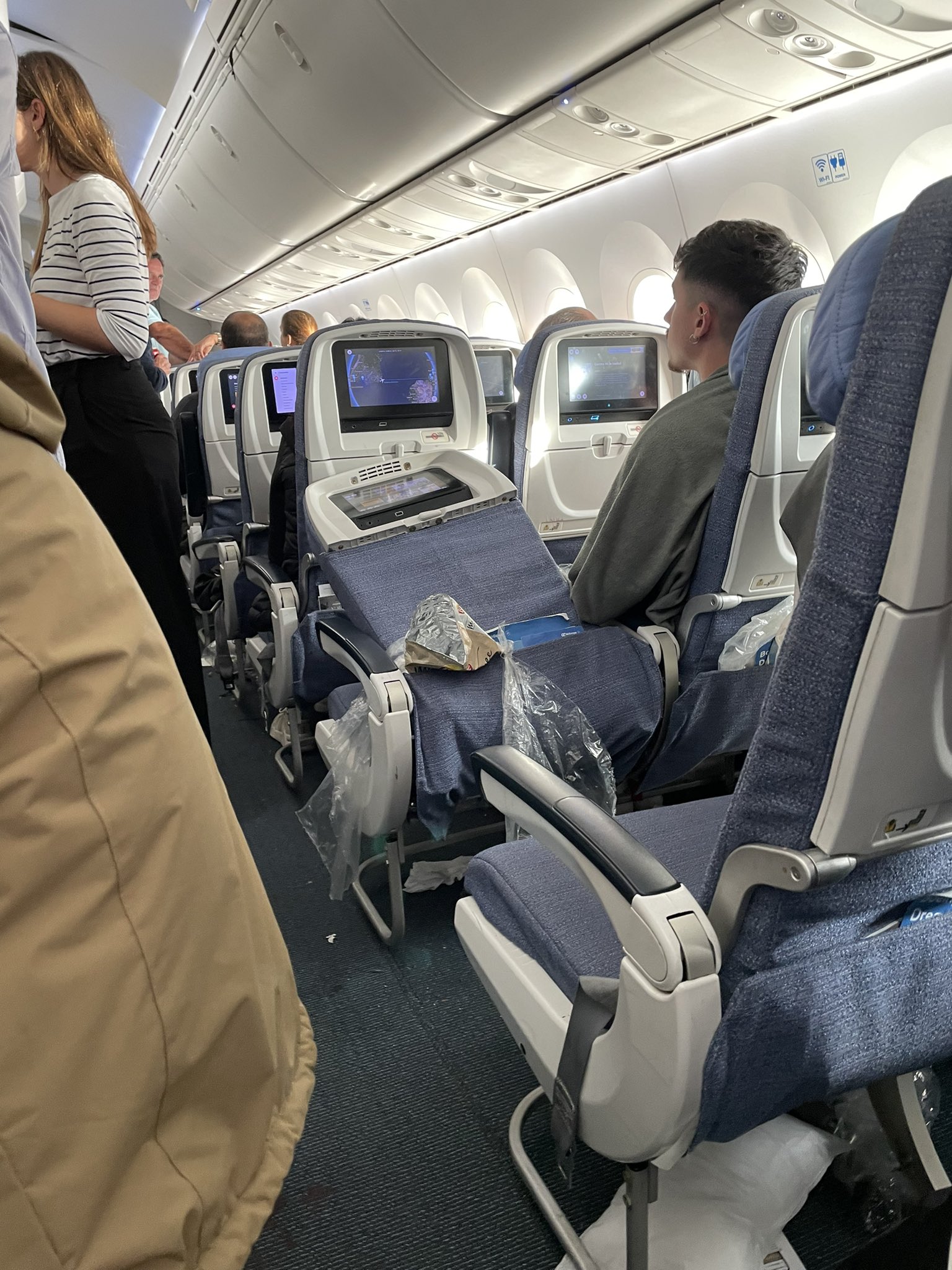 A seat was severely damaged in the turbulence