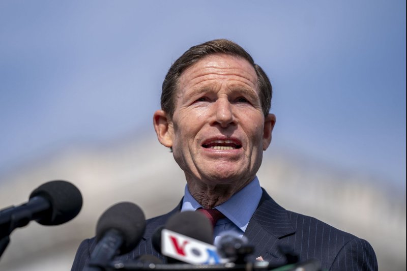 Sen. Richard Blumenthal, D-Conn., announced the passage of a Senate bill that would create the Kids Online Safety Act to help protect children while they are online or when using social media. File Photo by Bonnie Cash/UPI