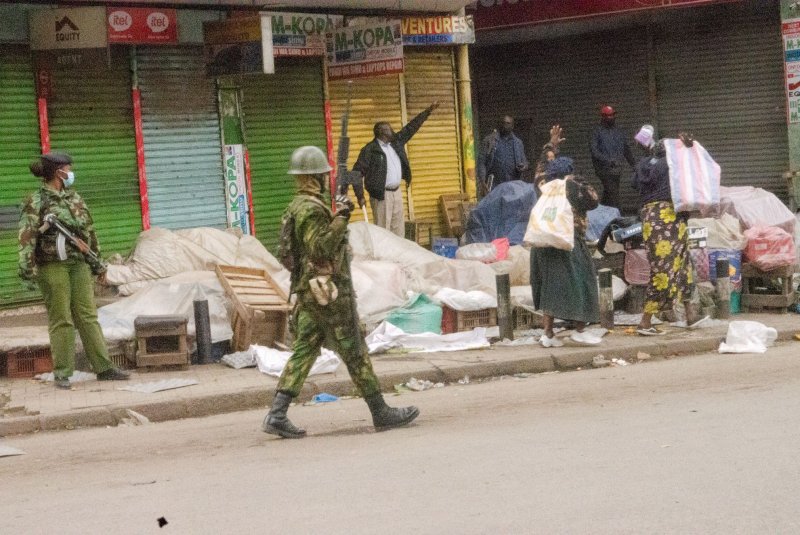 Kenyan police officers patrol the streets during a demonstration against a proposed finance bill in Nairobi, Kenya, on June 27, 2024. File photo by Dennis Ochieng/UPI