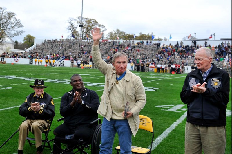 Medal of Honor winner Paul Bucha (pictured in 2012 during the annual Military Academy scrimmage at West Point) died Wednesday at 80. He won the MOH for combat in Vietnam in 1968. Bucha singlehandedly destroyed an enemy bunker with grenades and then helped direct artillery fire and get wounded evacuated. Photo courtesy of Department of Defense