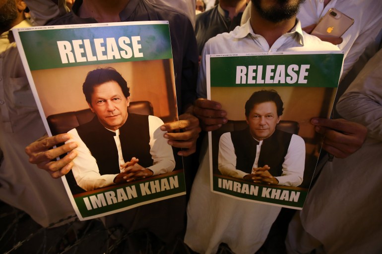 Former prime minister Imran Khan has been imprisoned since August 2023. [Bilawal Arbab/EPA]