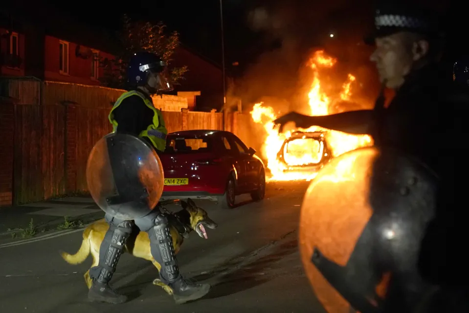 Cops in riot gear and police dogs swarmed the streets in Hartlepool