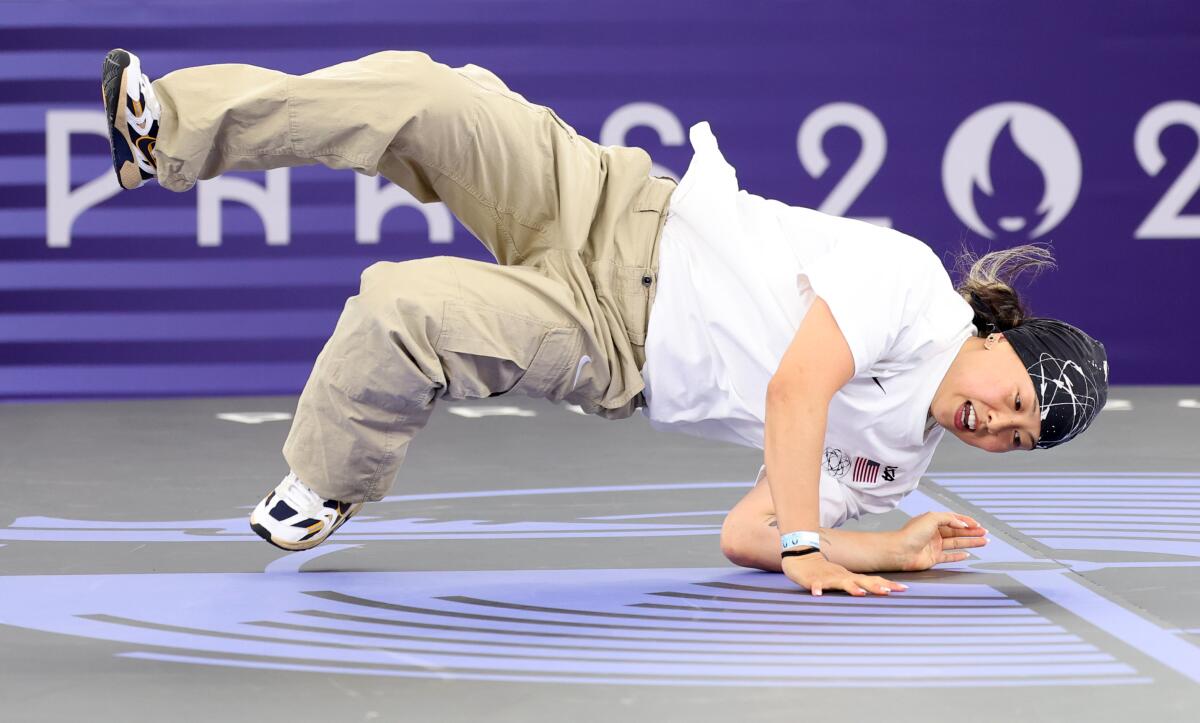 American Sunny Choi, who goes by the B-girl name Sunny, competes in the first Olympic breaking competition Friday