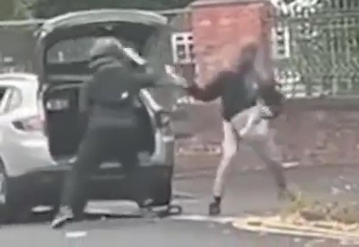 Footage captured the brawl in Smethwick near Birmingham