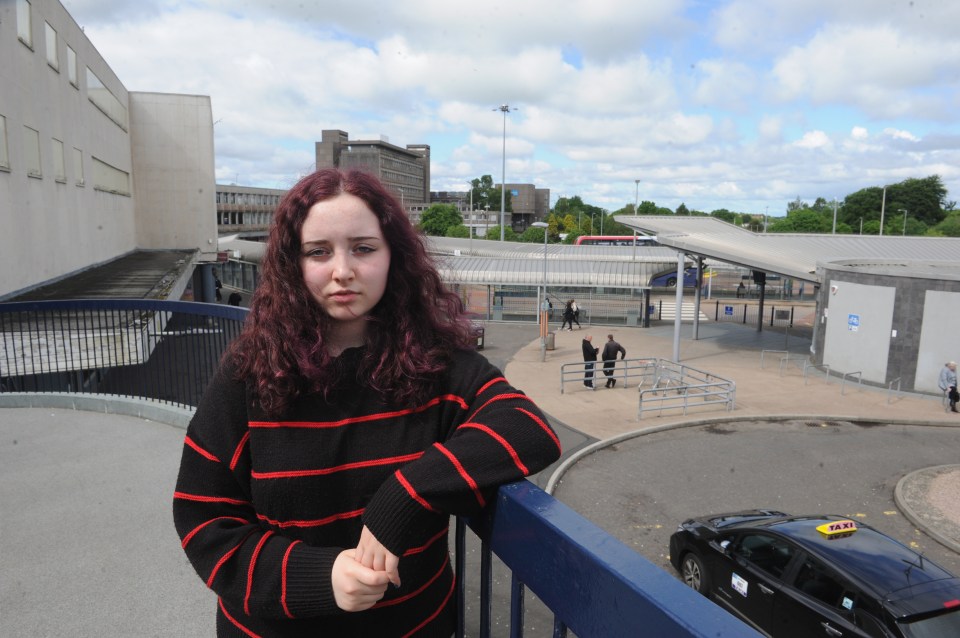 Tanith at the local bus station where she and her mum were threatened