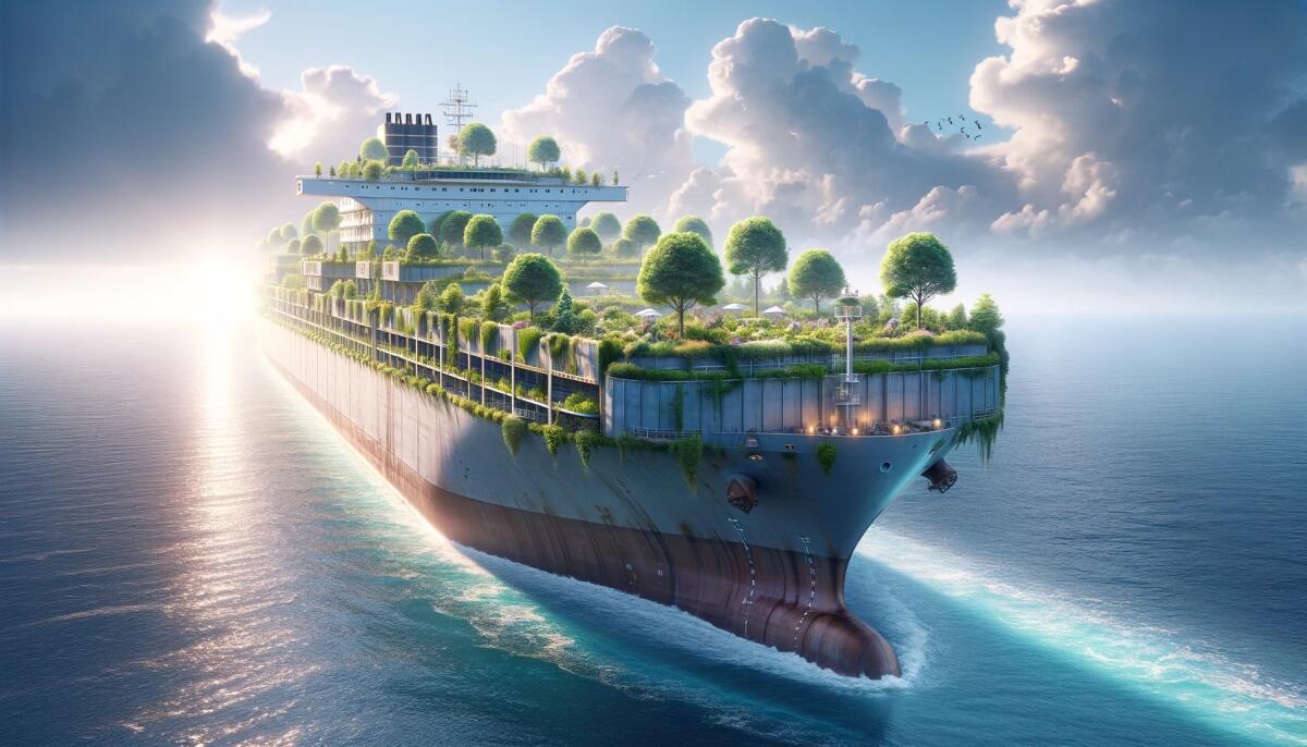 An AI-rendered vision for green shipping is taken literally.