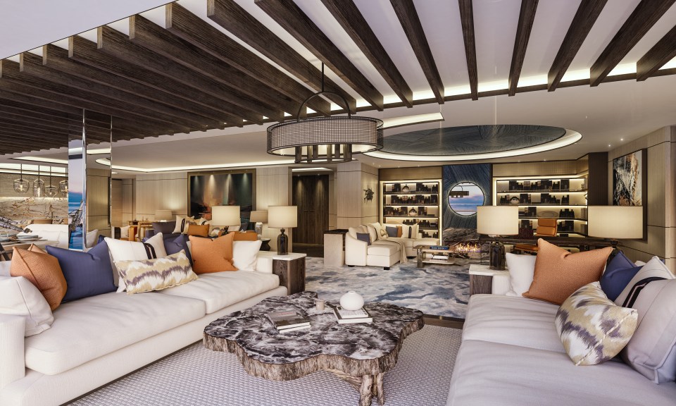 The ultra-luxe interiors will make its millionaire guests forget they're at sea