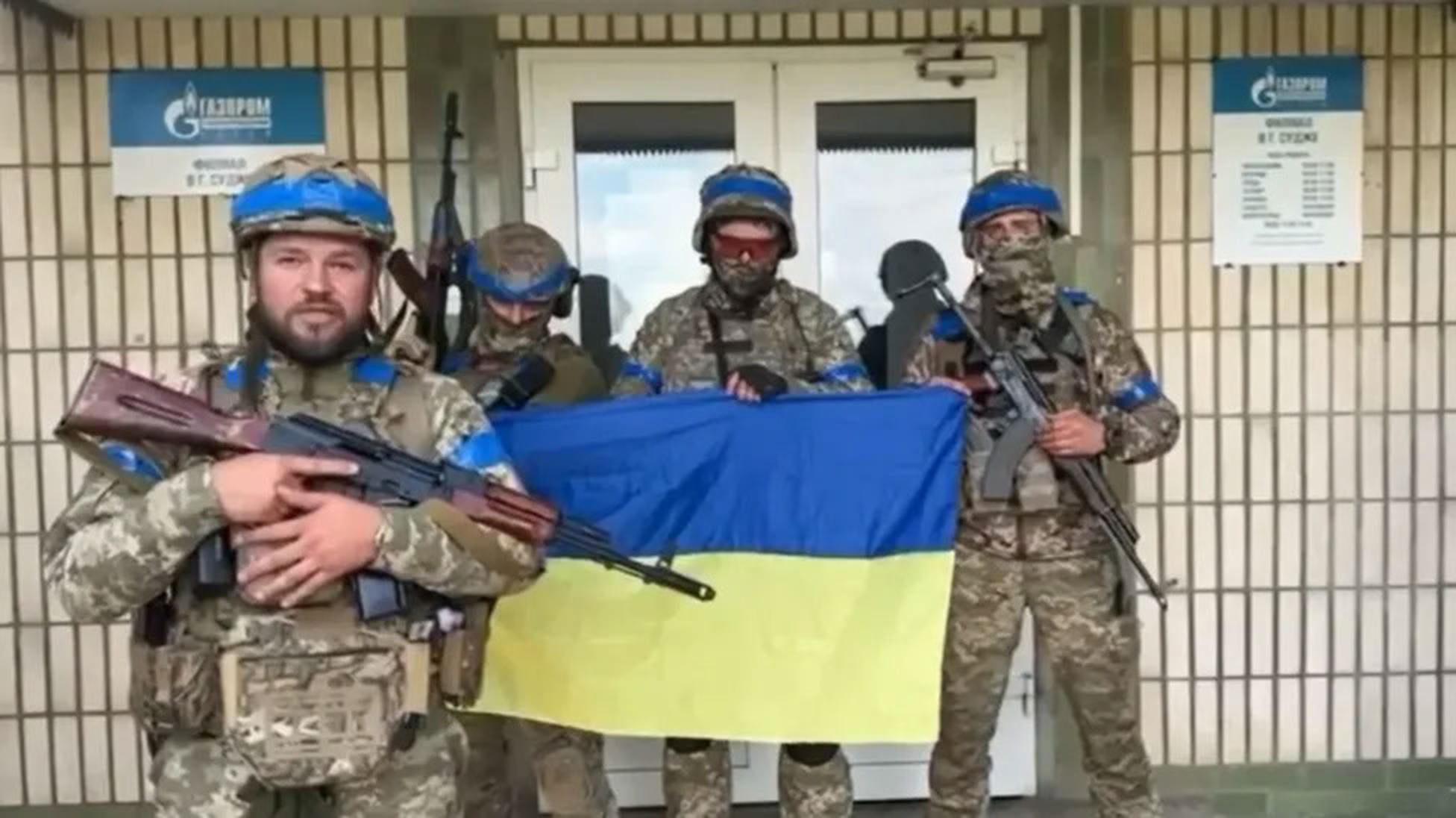 Ukrainian troops inside Sudzha on Thursday - as they took the strategically important town