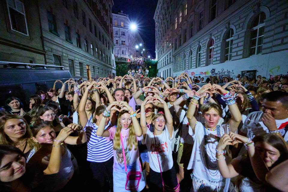 Austrian Swifties, pictured earlier this month after show cancellations, will potentially have the chance to see the superstar in 2025, or sooner via video link