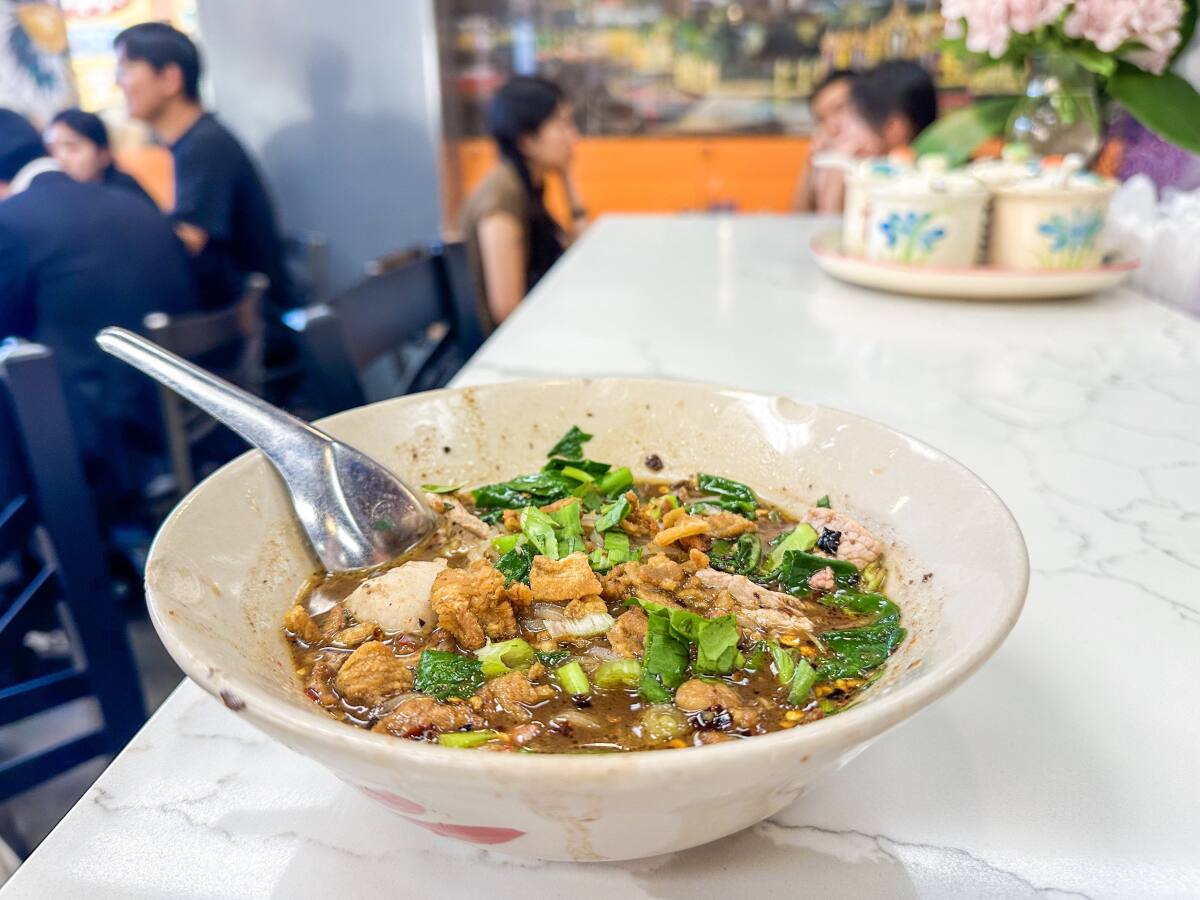 A bowl of Malai Data's signature boat noodles at Mae Malai Thai House of Noodles in Hollywood.