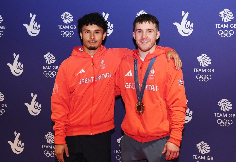 Bronze-medal-winning gymnasts Jake Jarman and Harry Hepworth