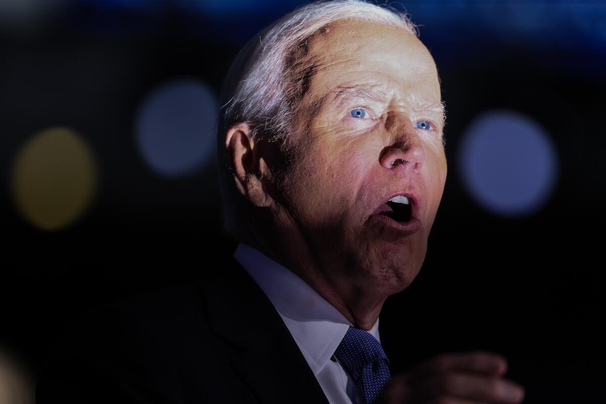 President Biden speaks Monday at the Democratic National Convention at the United Center.